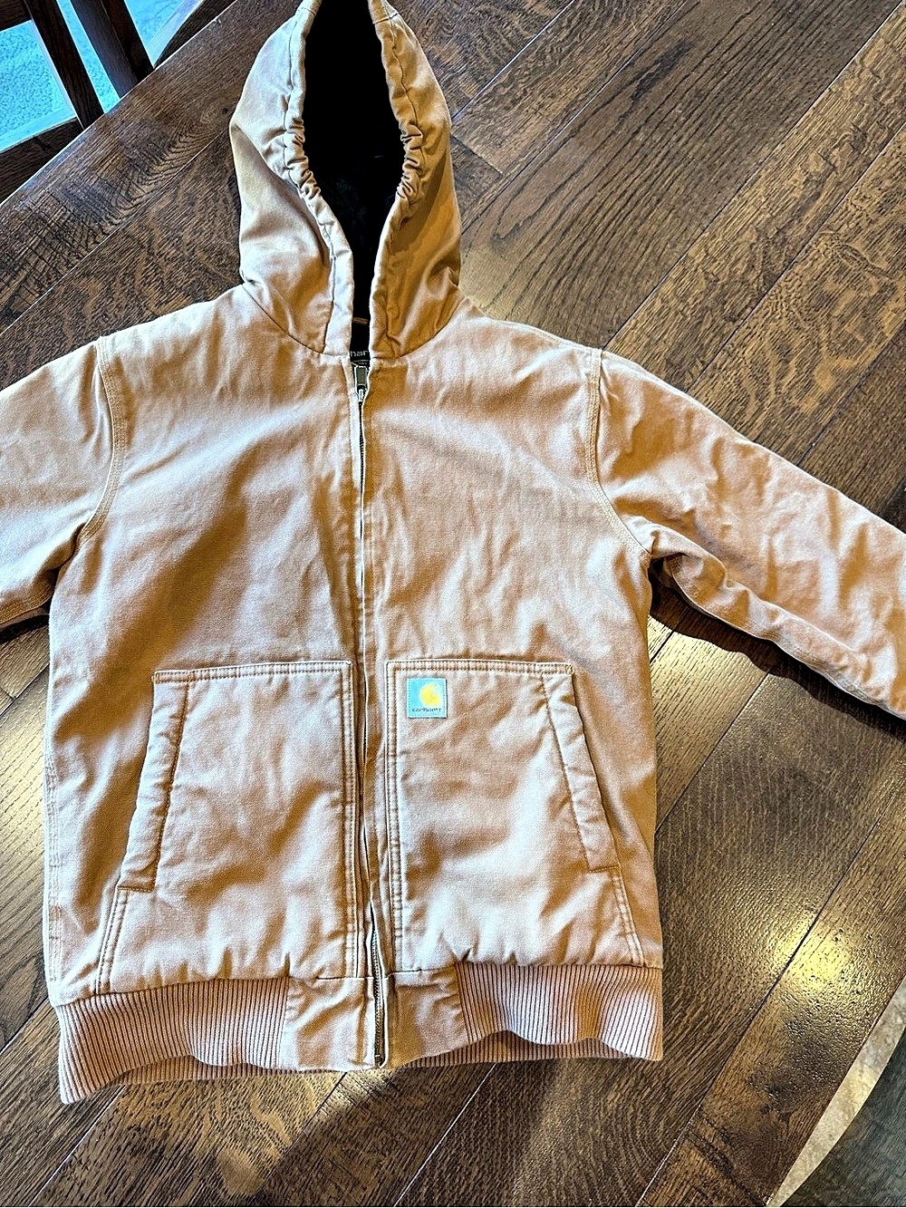 Carhartt Youth Duck Active Jacket Quilted Flannel-Lined Brown Large